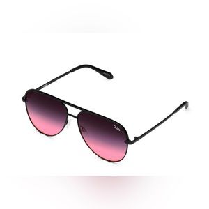 Quay High Key Aviator | Black Frame | Pink Fade Lens